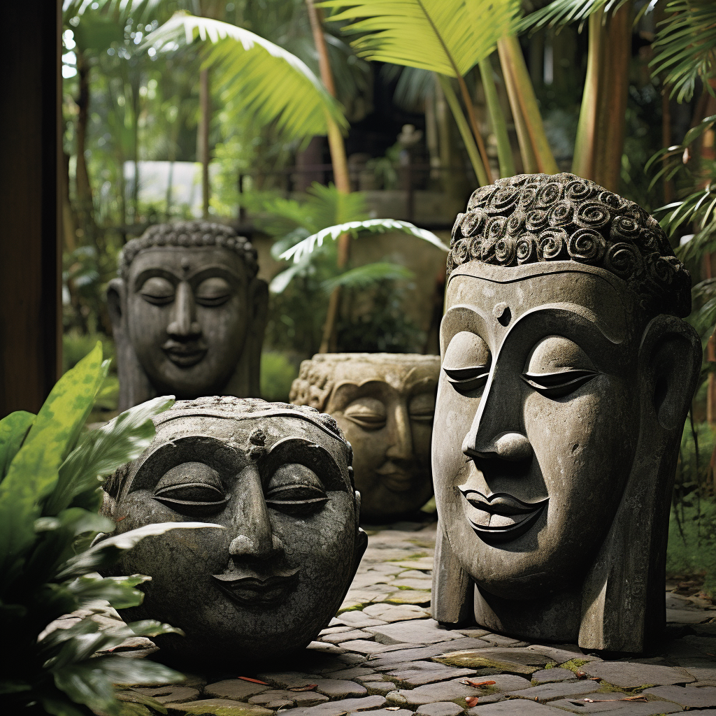 Contemporary Balinese Garden with Modern Sculptures