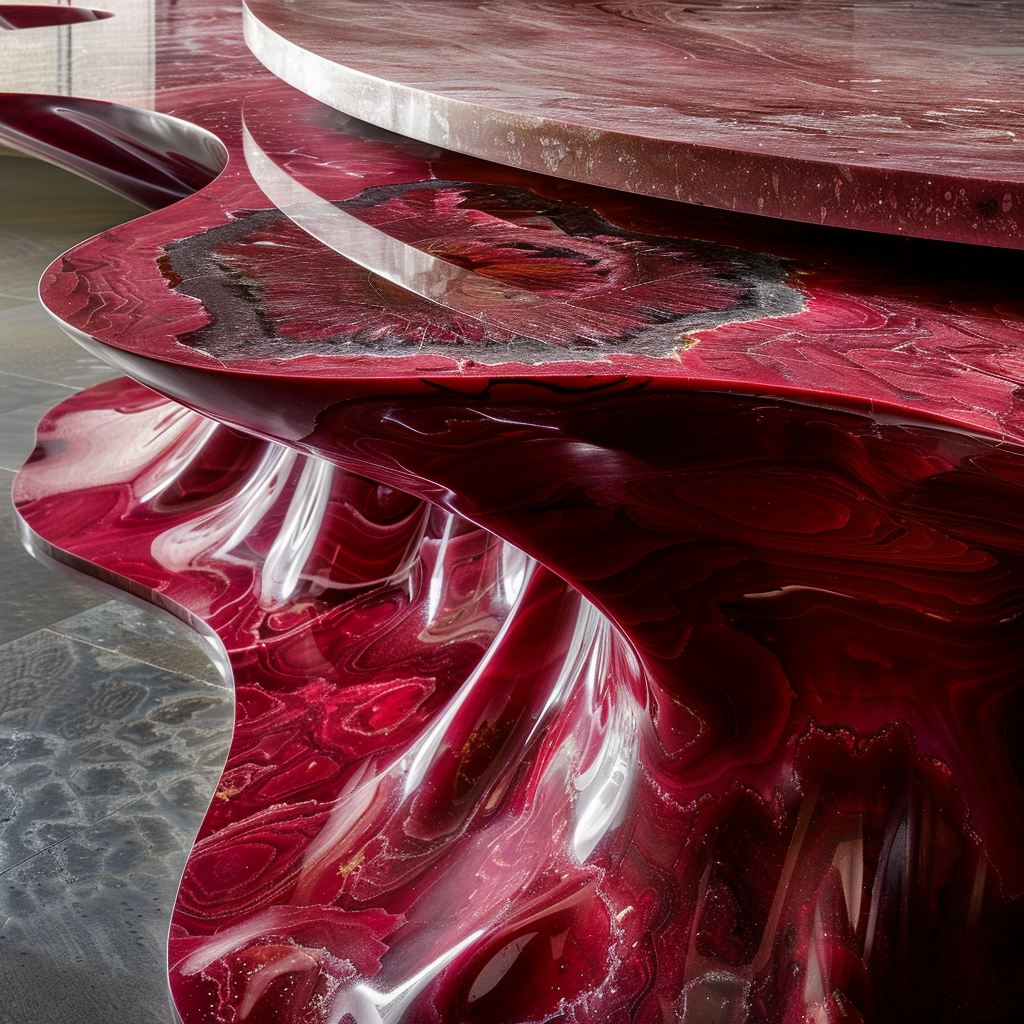 Contemporary Ruby Stone Table Design