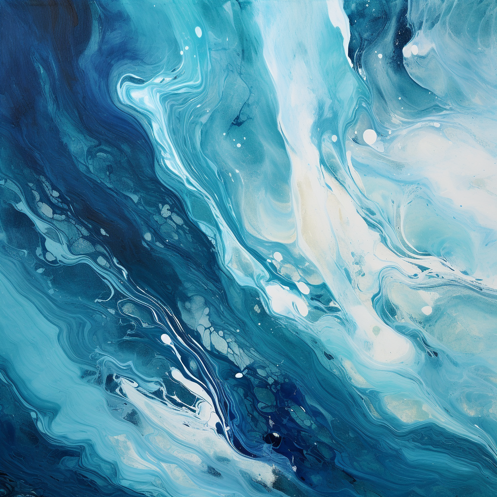 Contemporary Abstract Ocean Painting in Navy Blues