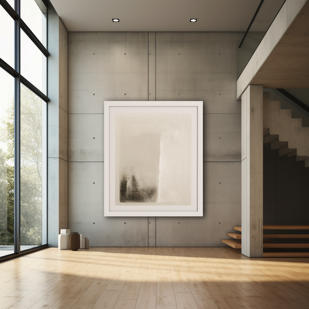 Contemporary home wall with large art print