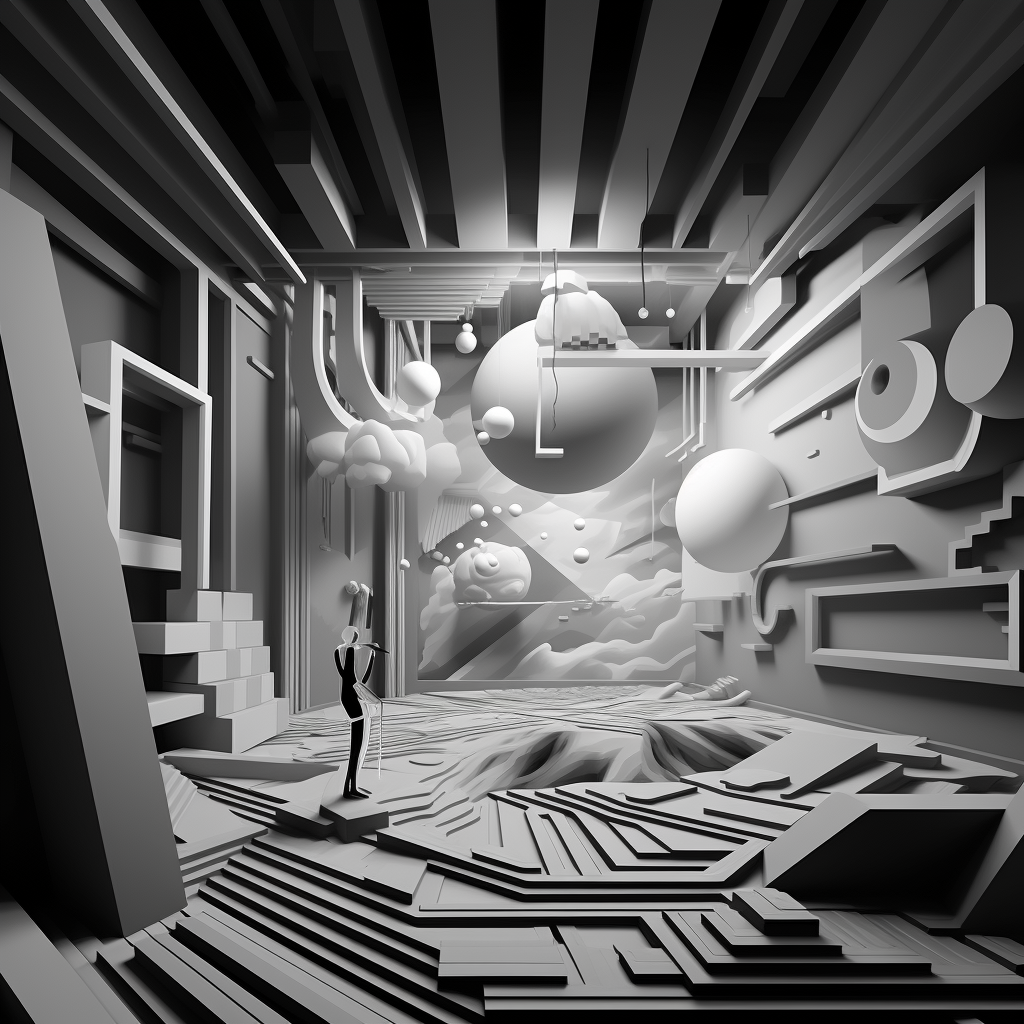 Contemporary Illustrated 3D Art in Black and White