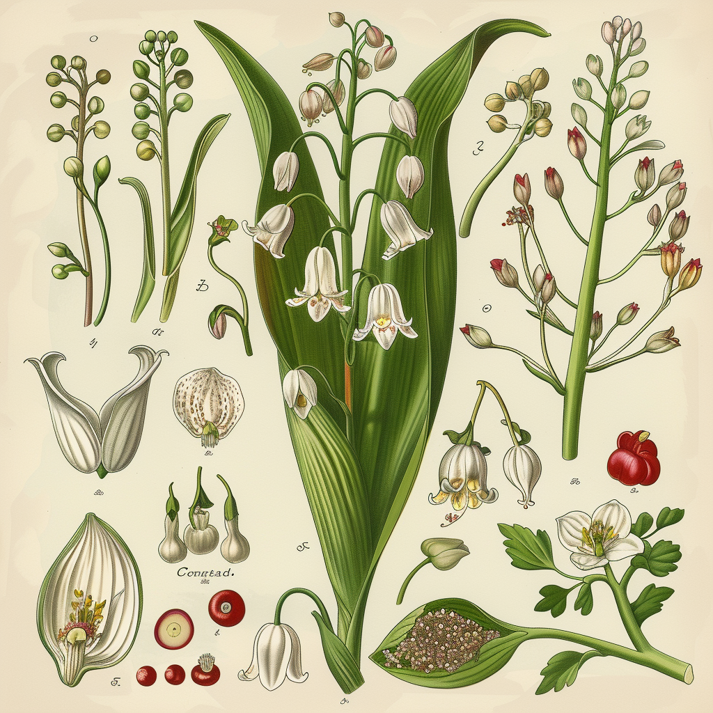 White Lily of the Valley Botanical Illustration