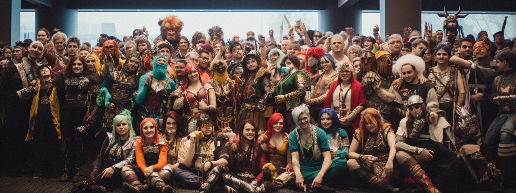 A diverse group celebrating at convention