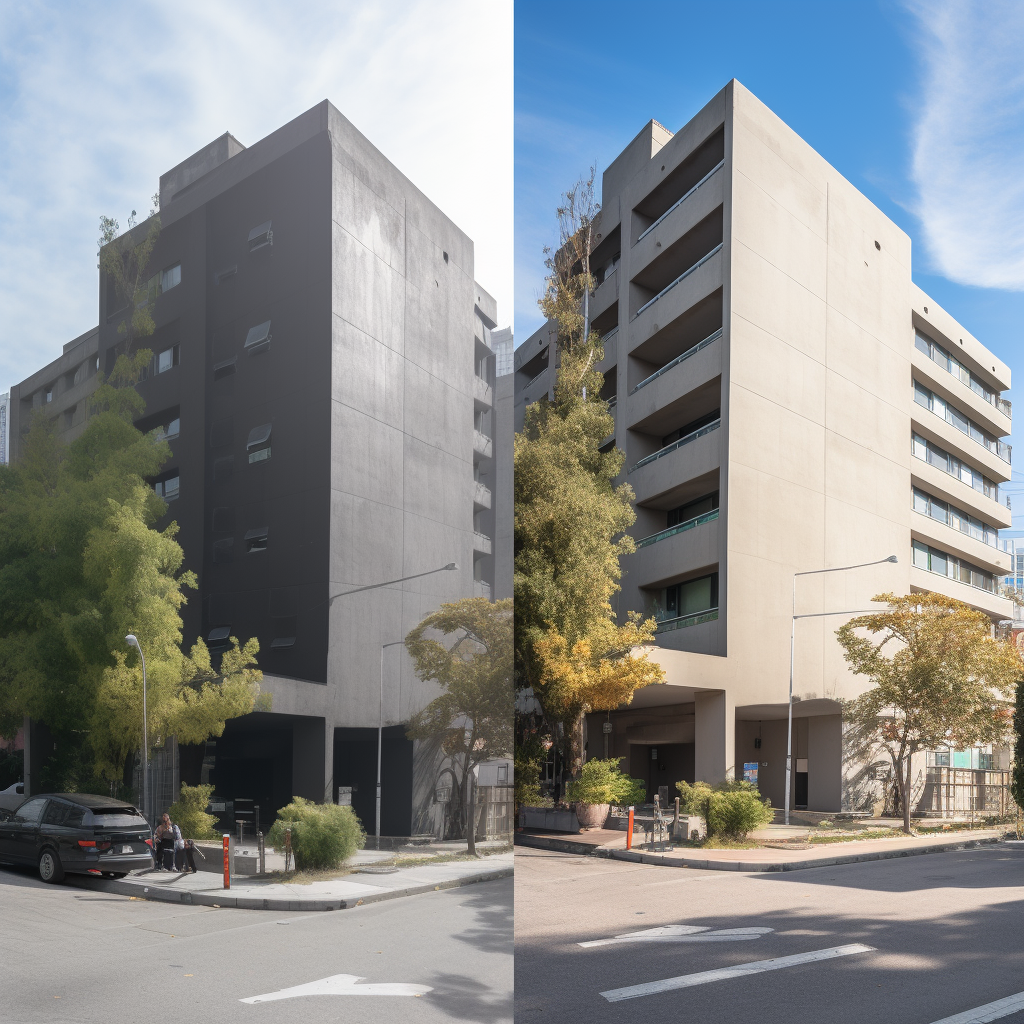 Before and After of Converted Modern Apartment Building