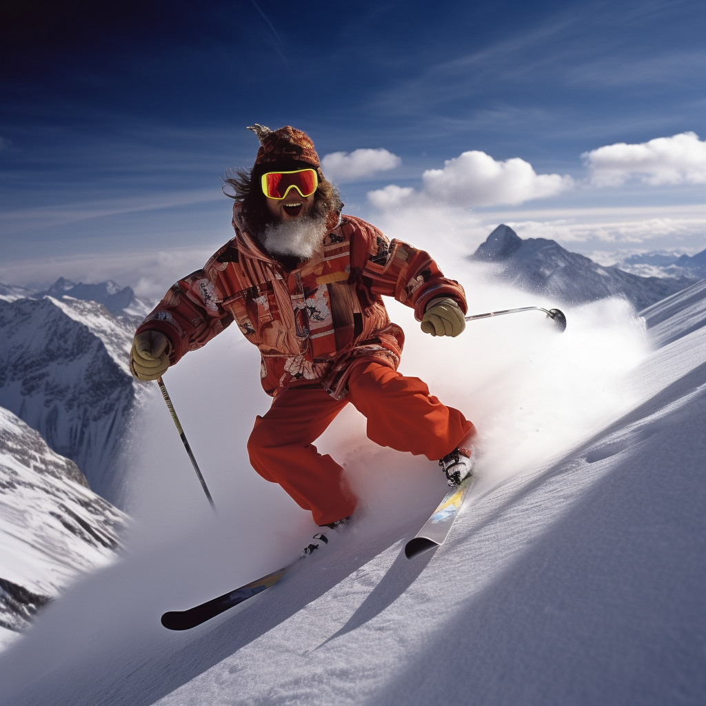 Cook skiing in Swiss Alps