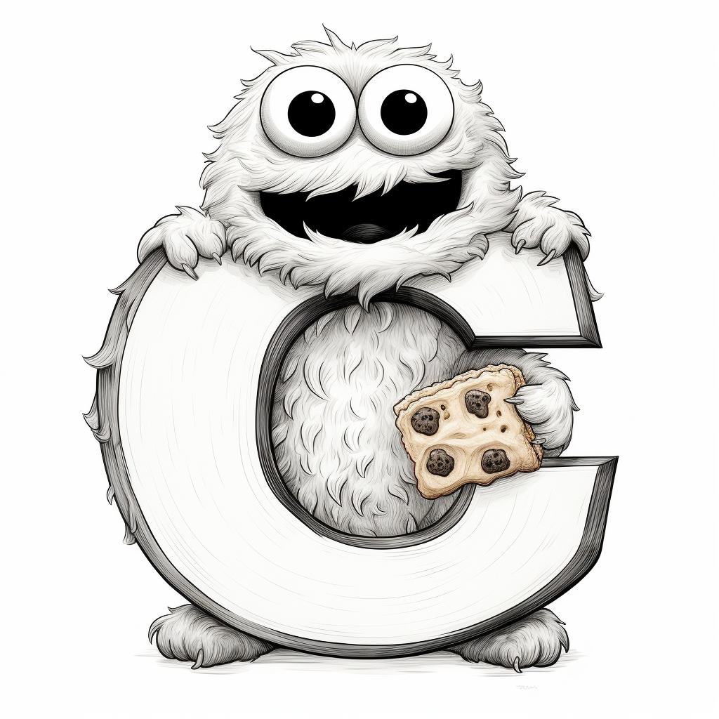 Simple Cookie Monster C Coloring