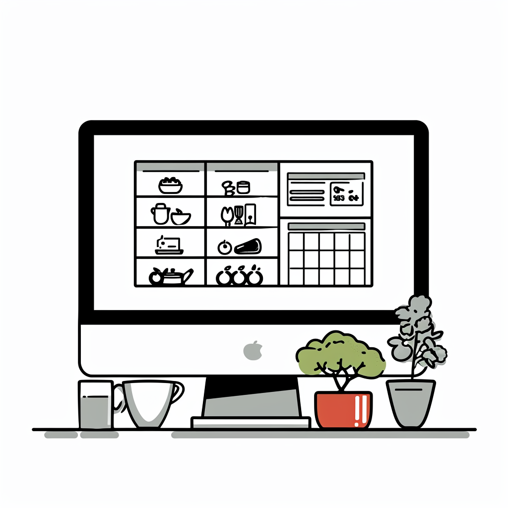 Minimal cooking app calendar illustration