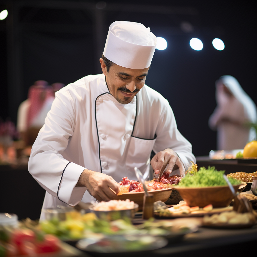 Chefs preparing dishes at the cooking contest