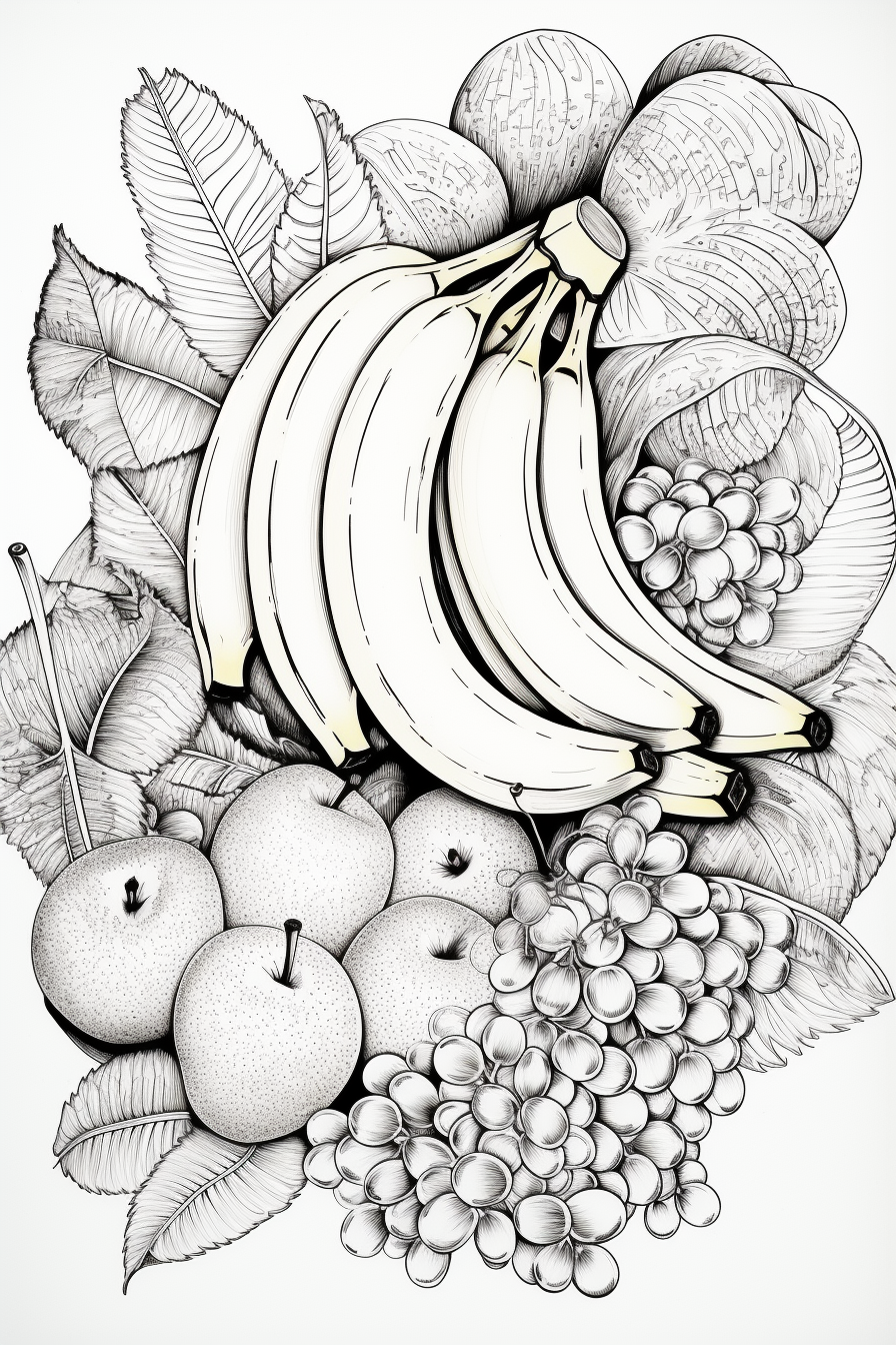 Colorful Banana Coloring Page for Children