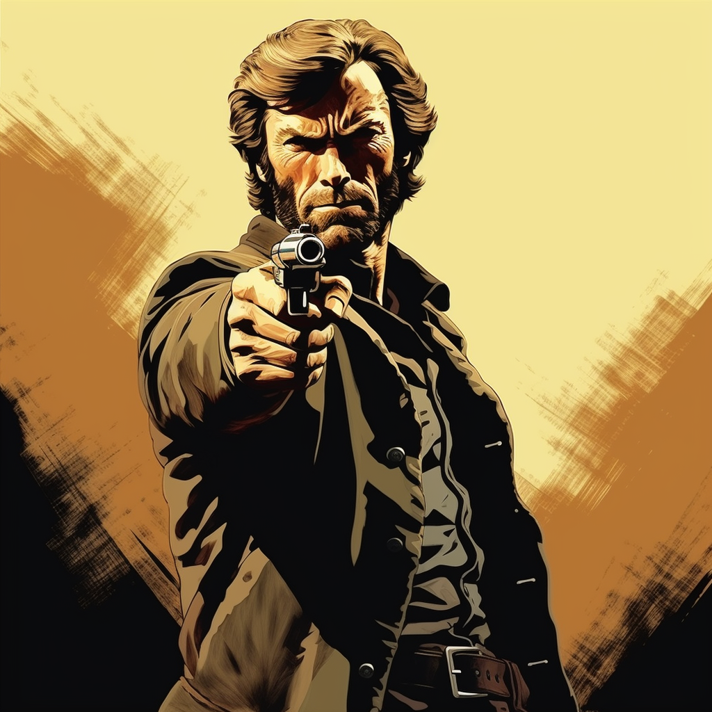 Cool Clint Eastwood pointing gun