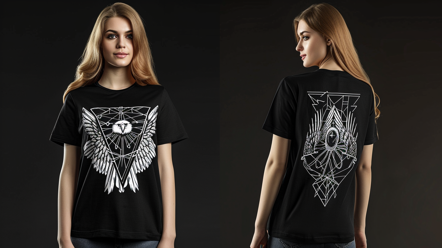 Beautiful white model in trendy eagle t-shirt