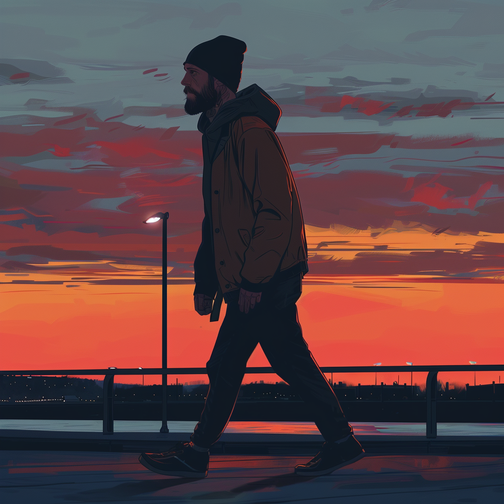 Cool guy walking illustration