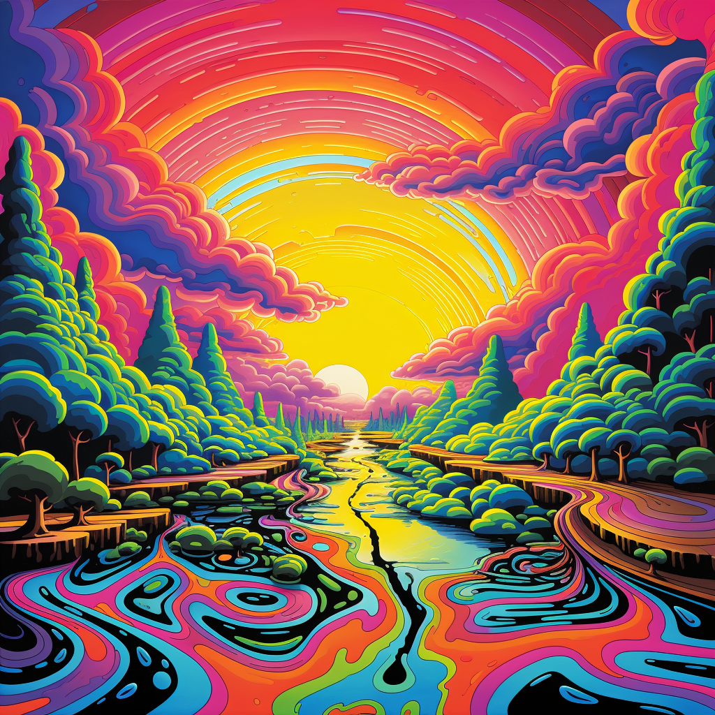 Vibrant and mesmerizing cool illusion psychedelic art