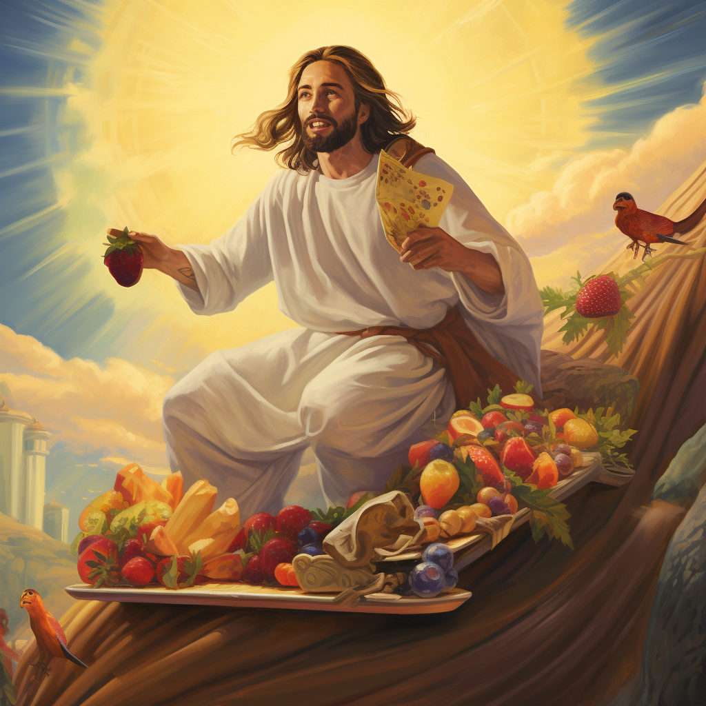 Cool Jesus Skateboarding delivering bananas to the homeless