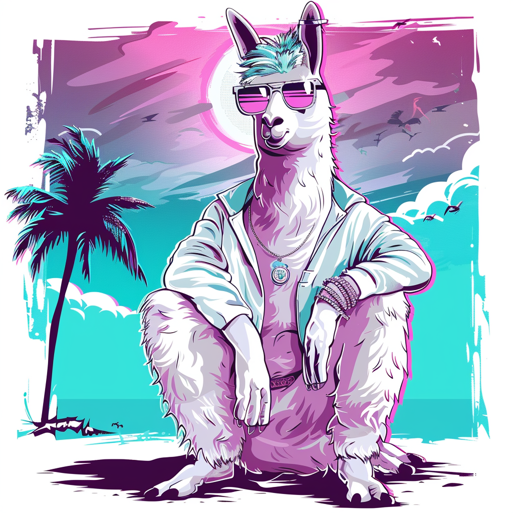 Cool llama in cartoon style