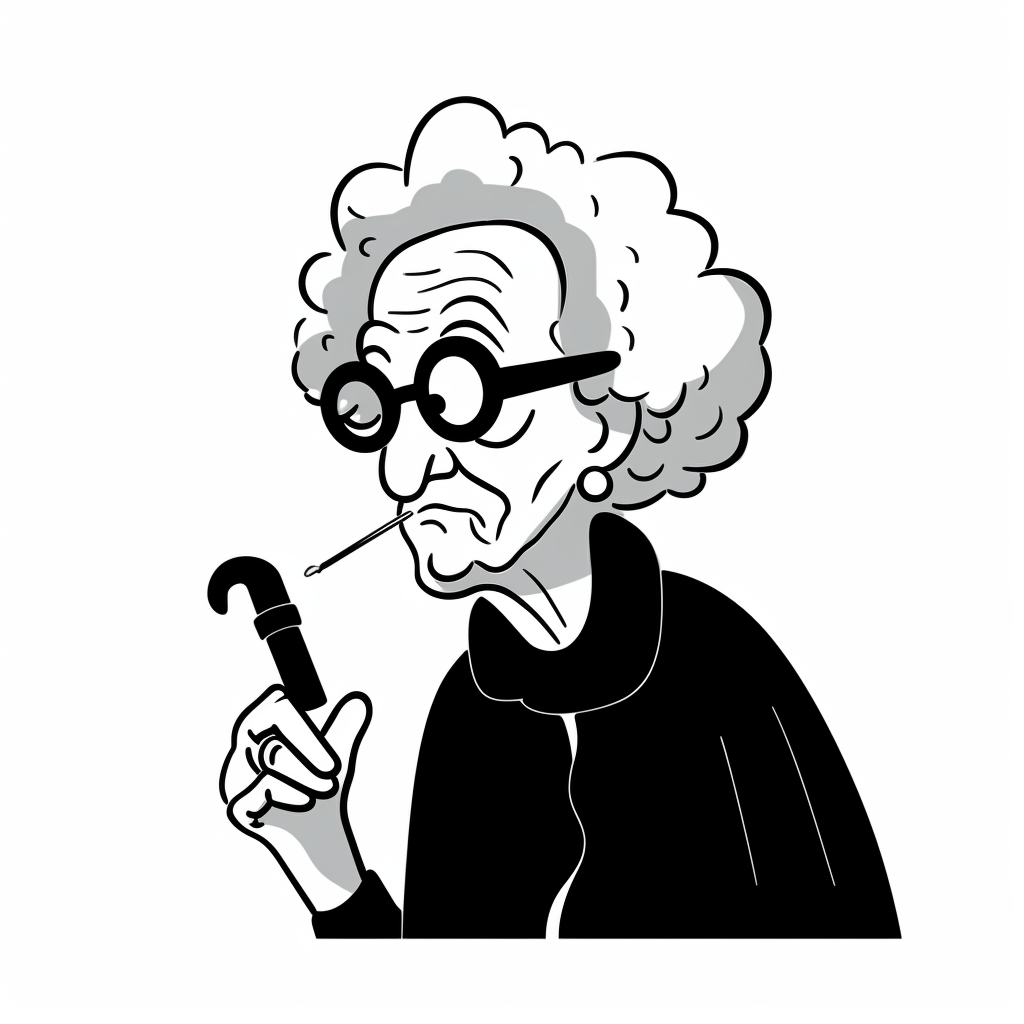 Cartoon of a Cool Old Woman with Marker