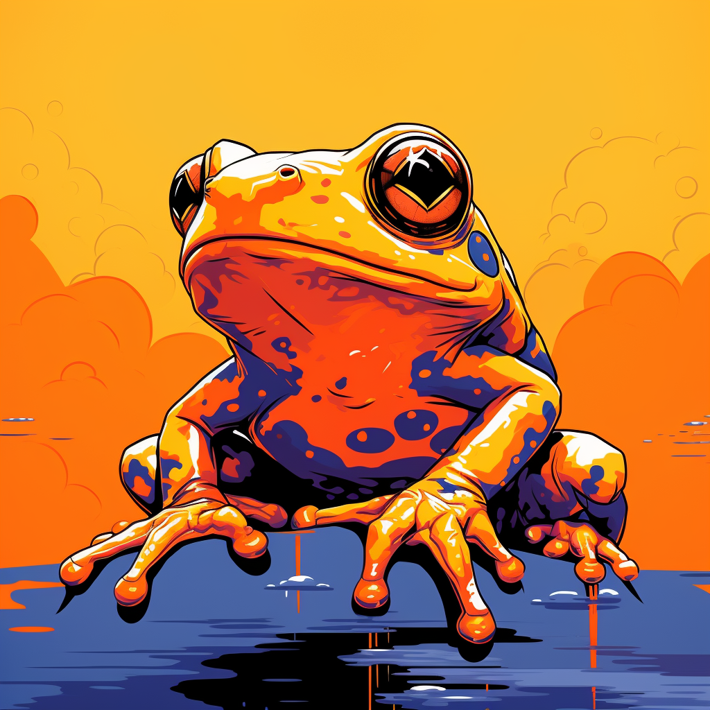 Colorful anime-style orange frog