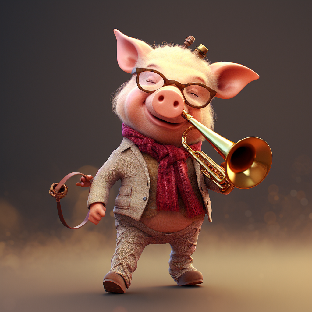 Cool pig playing trumpet