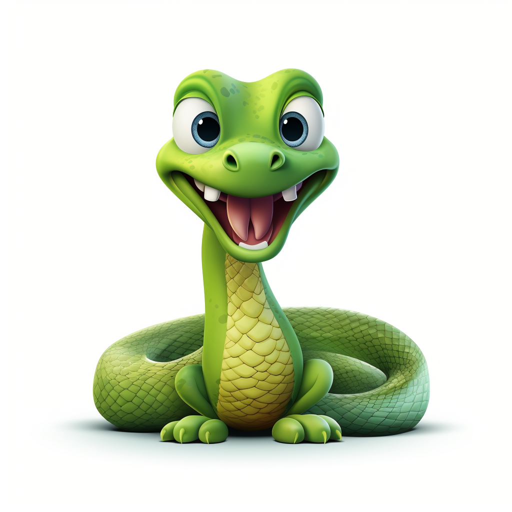 Cute snake cartoon on white background