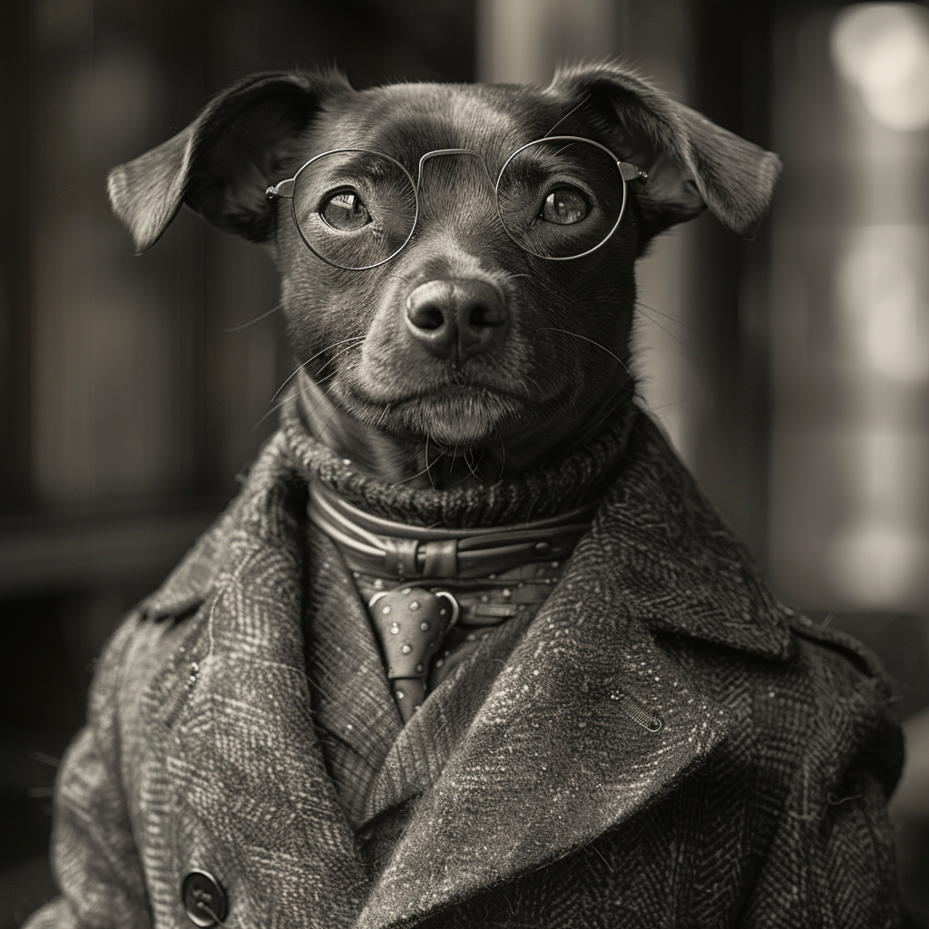 Stylish dog in American villa