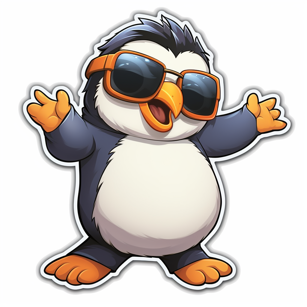 Cartoon penguin dap dancing with sunglasses