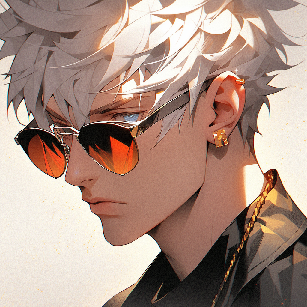 Cool young musician with grayish hair and sunglasses