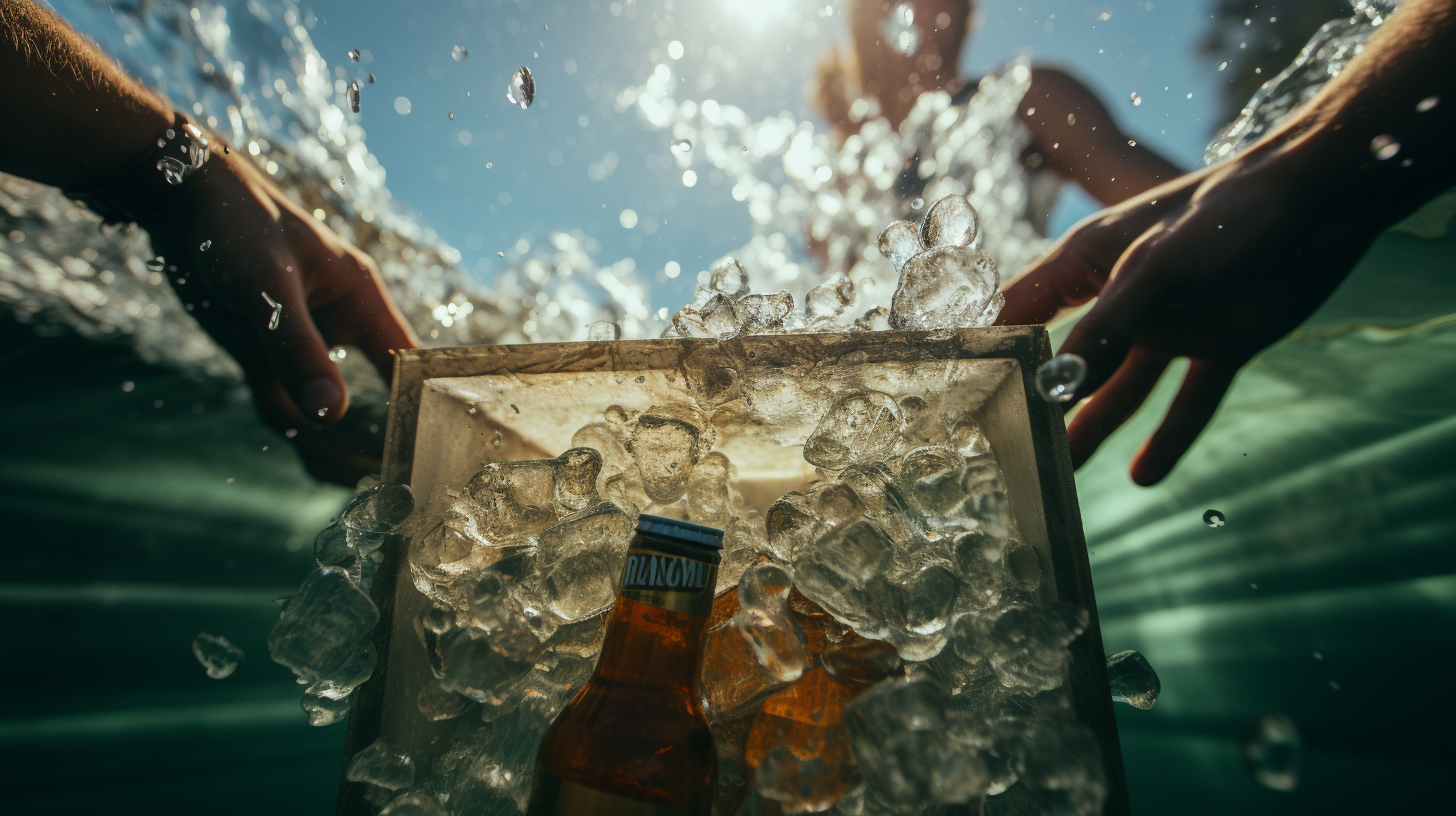 Man grabbing ice cold beer