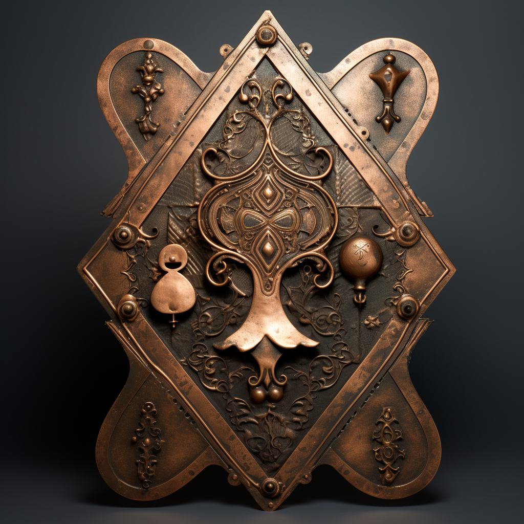 Copper Metal Sculpture of Playing Cards - Jack of Spades