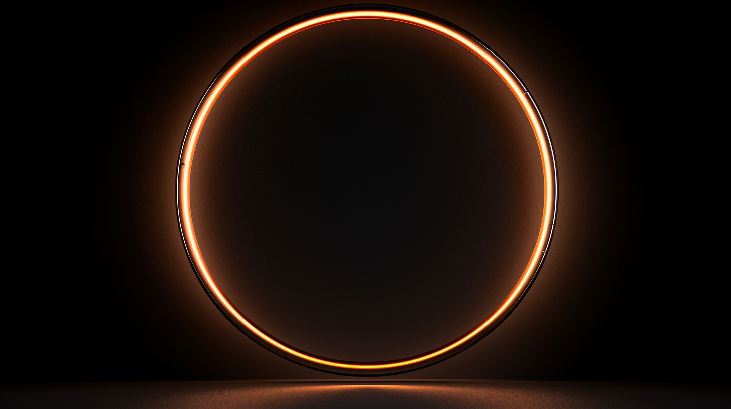 Copper Neon Circle on Black Background