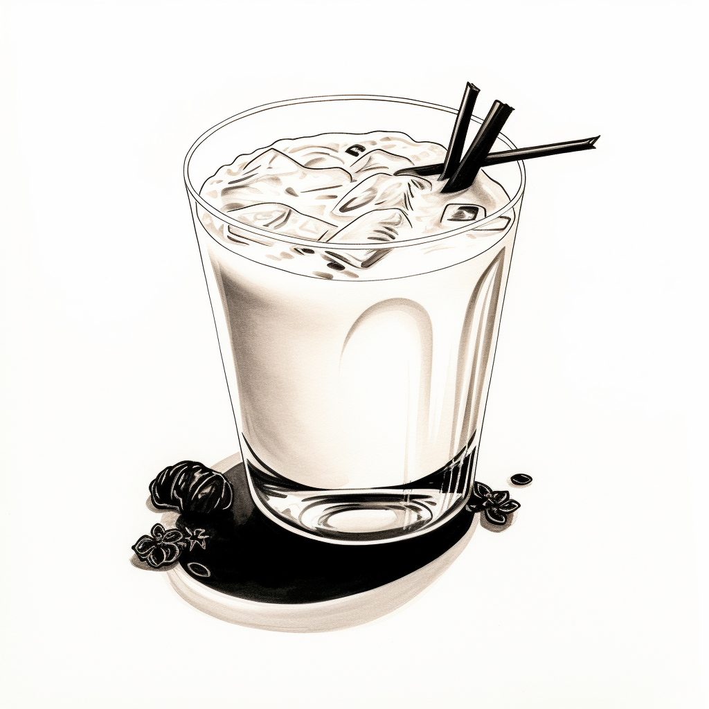 Hand-drawn coquito drink sketch