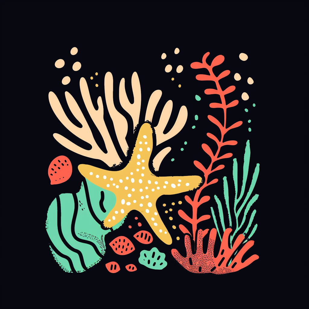 Cartoon logo coral starfish art