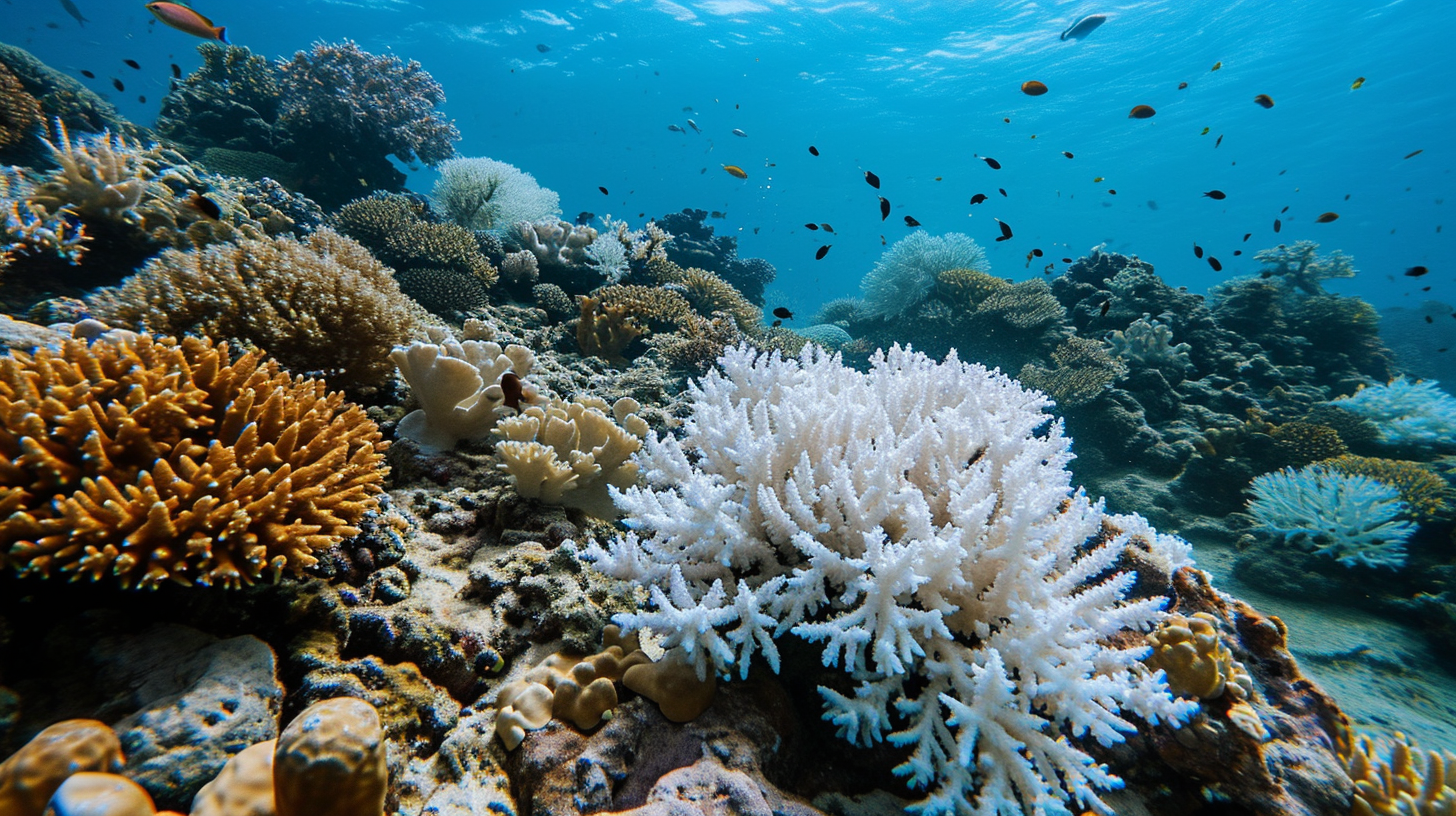 Illustration showing coral bleaching phenomenon