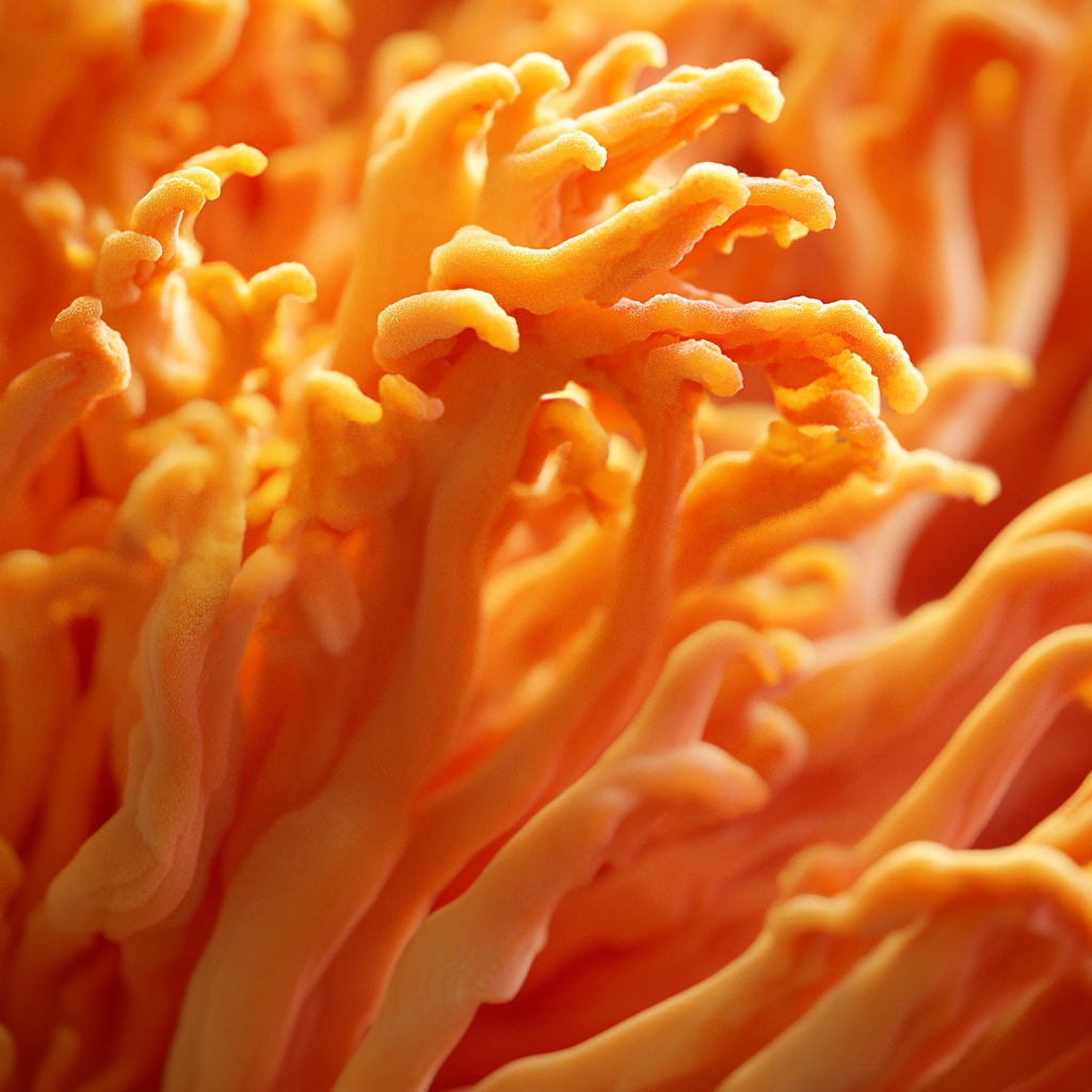 Detailed Cordyceps Mushrooms Vibrant Image