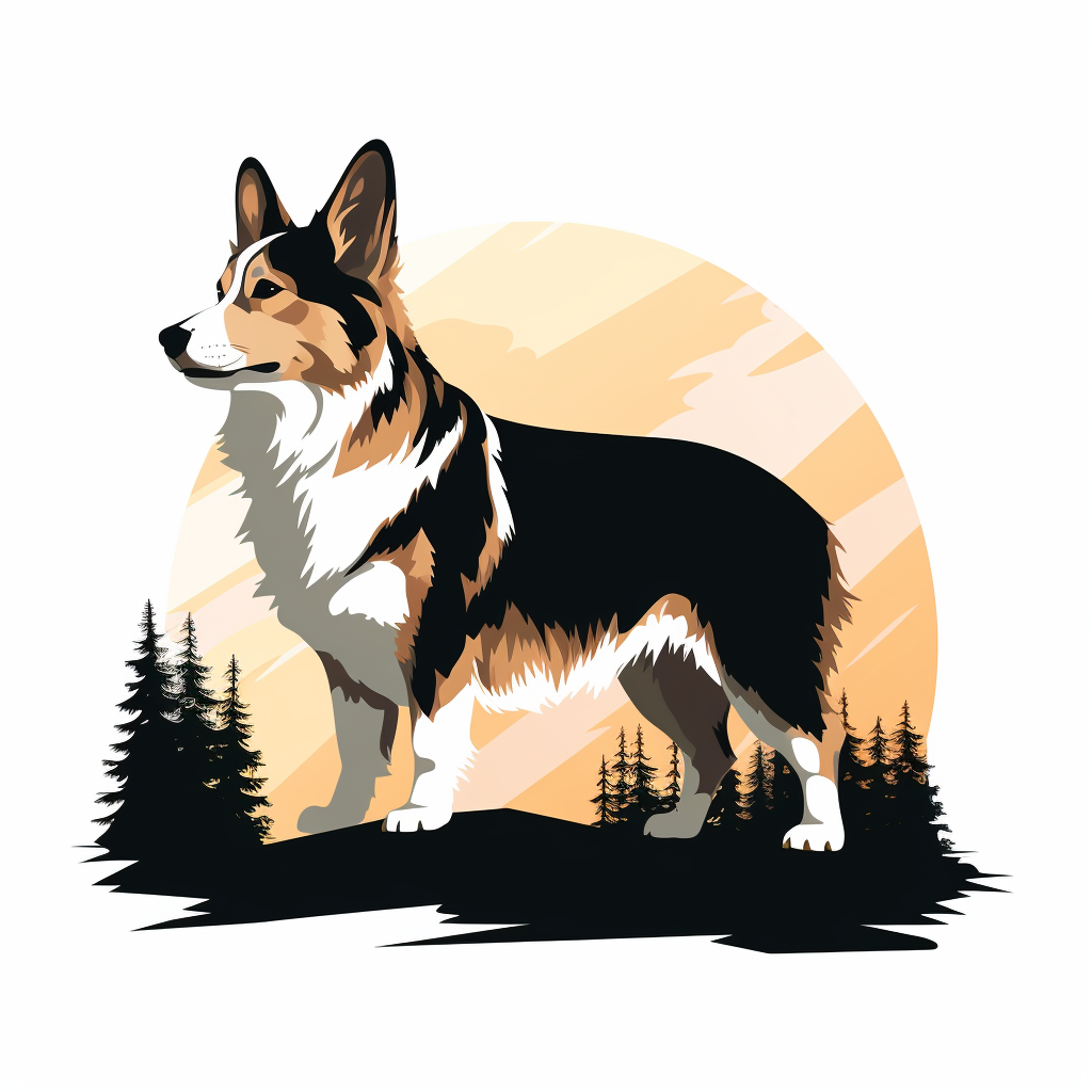 Corgi silhouette on white background