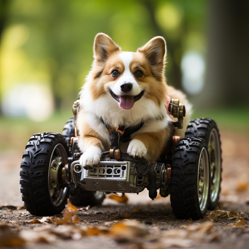 Corgi feet car, a unique mode of transportation