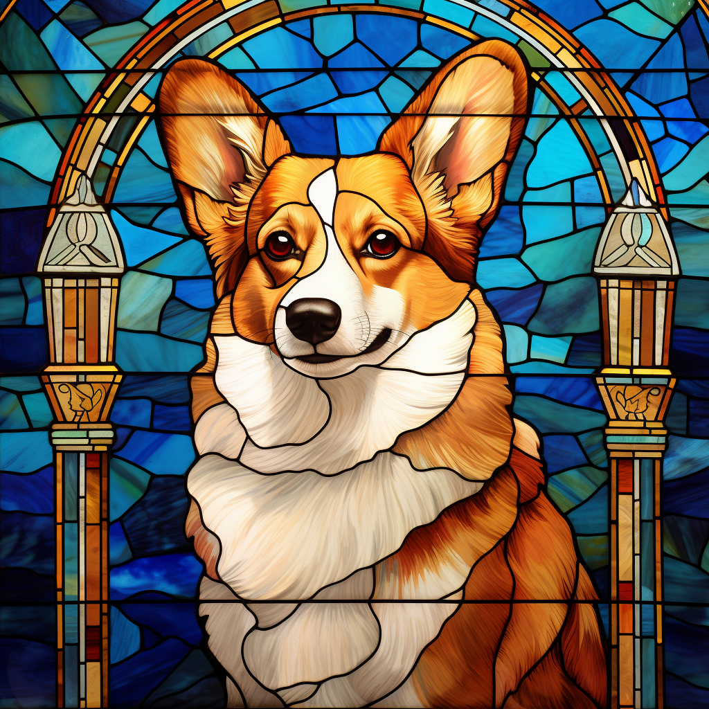 Corgi Silhouette in Stained Glass