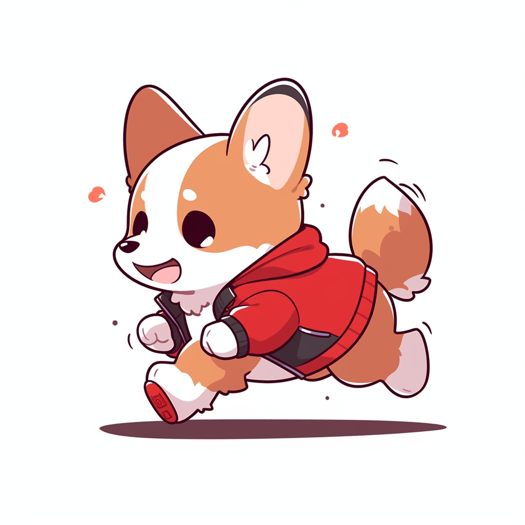 Cute Corgi Running Cartoon Sticker