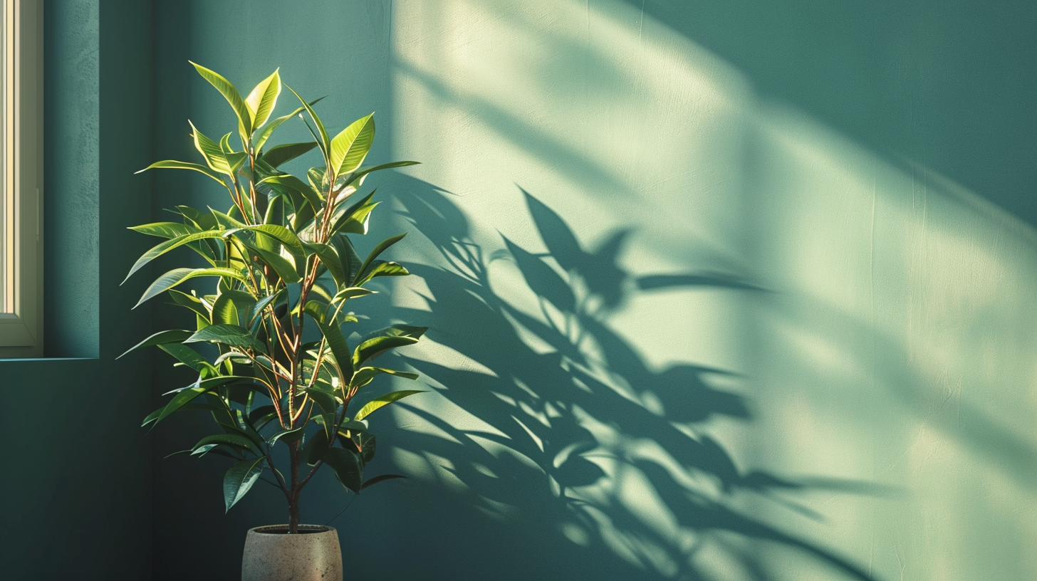 Study Corner with Blank Wall and Plants