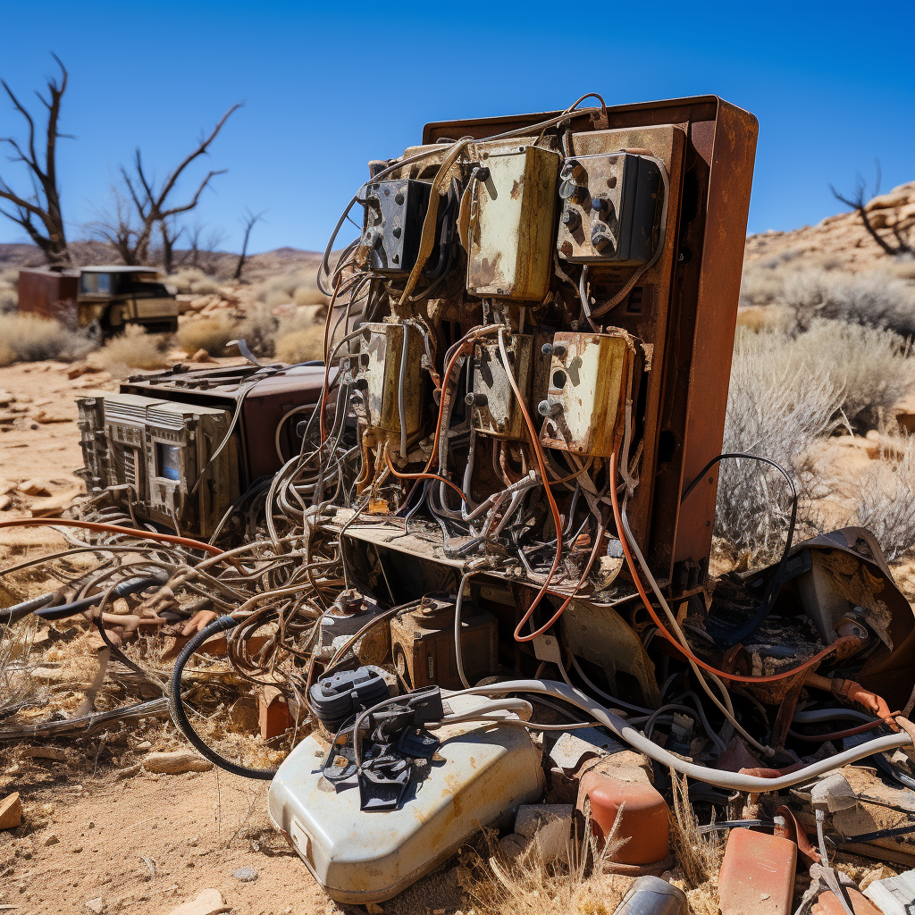 Corroded electrical equipment in the desert