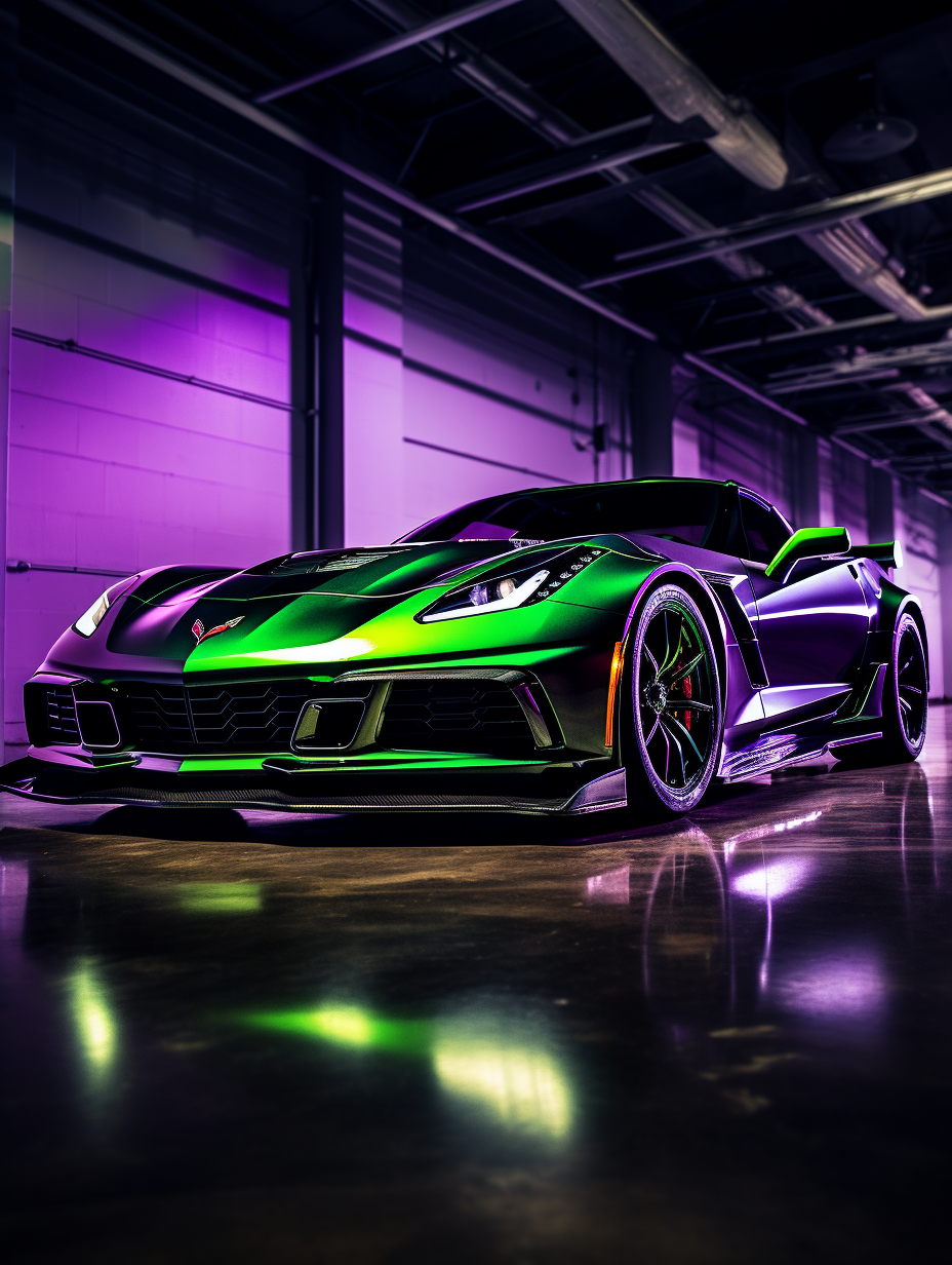 Corvette C7 ZR1 in green and purple