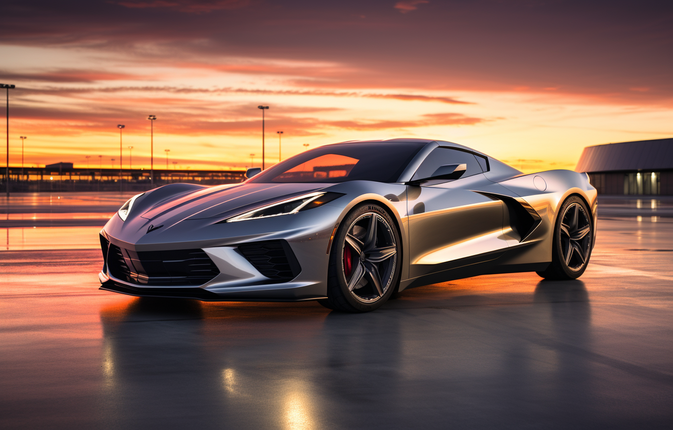 Silver Corvette Stingray Concept Car