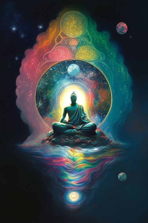 Cosmic Buddha Seated On Lotus Image