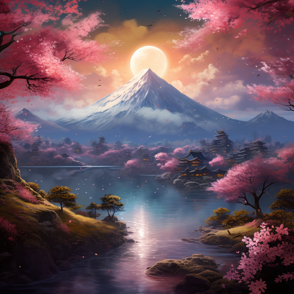 Cosmic canvas art Japanese landscape 4K