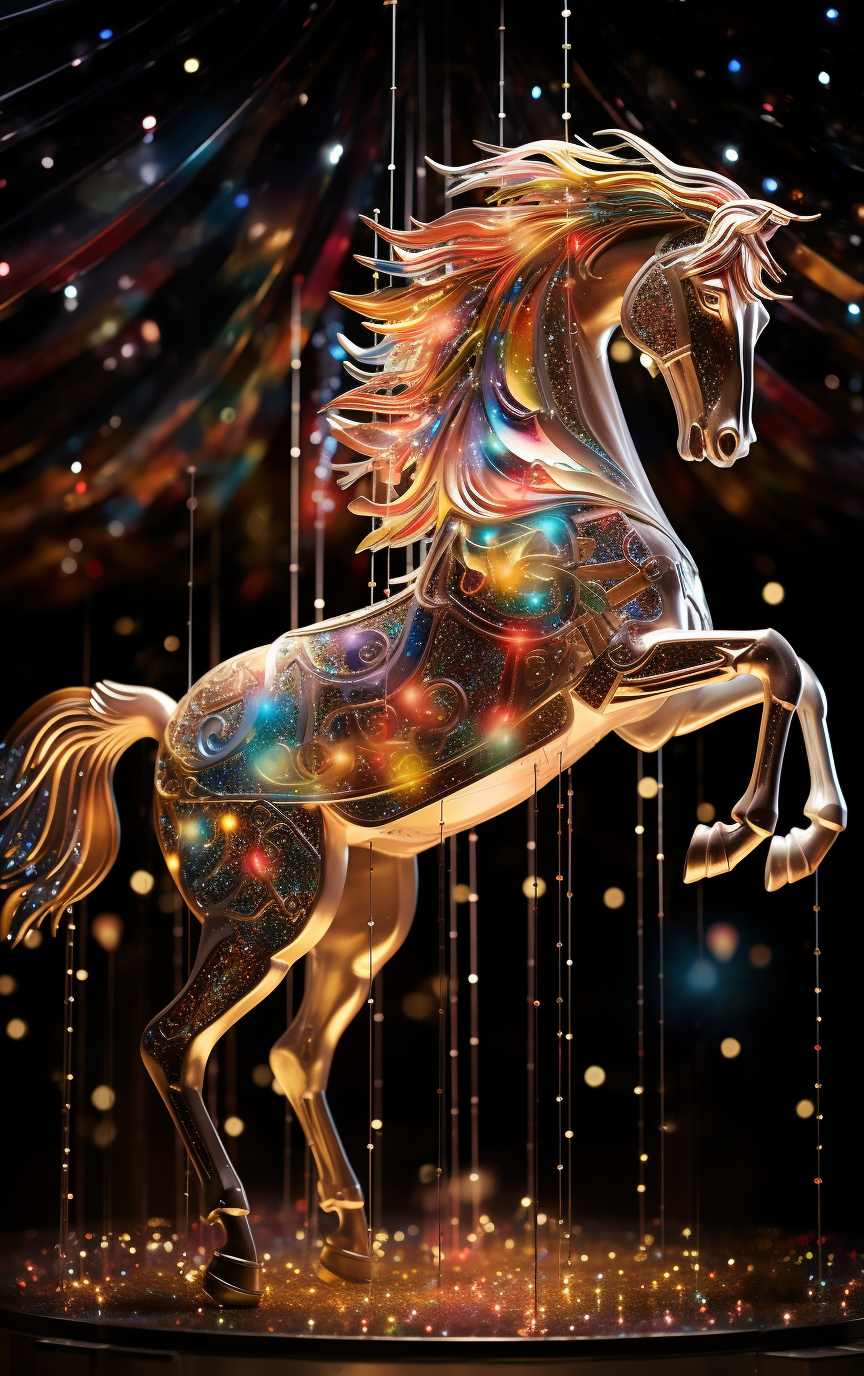 Ethereal horse on cosmic carousel