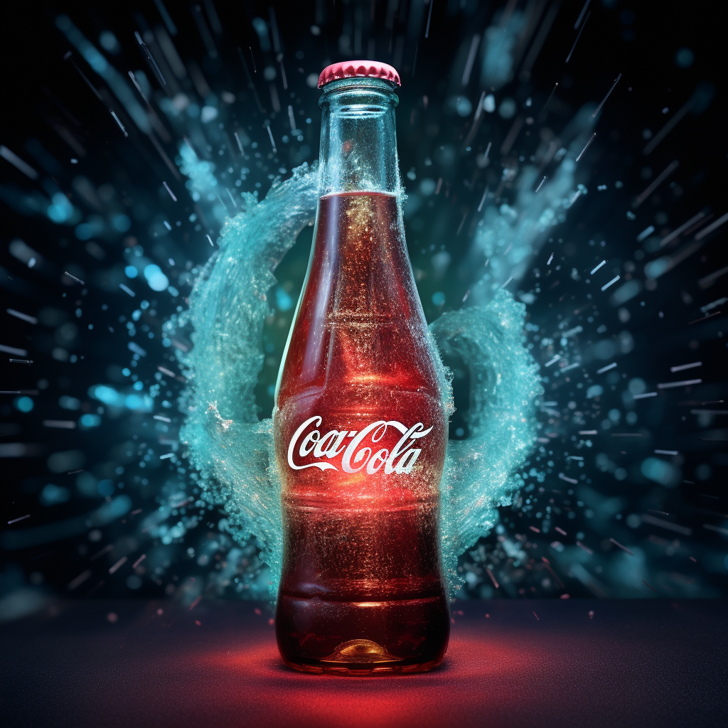 Coca-Cola bottle spraying cosmic energy