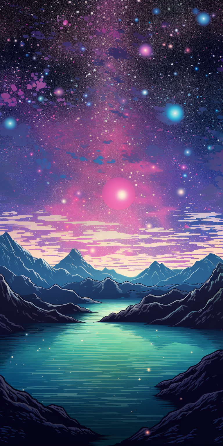 Purple Mountain Evening Sky Illustration