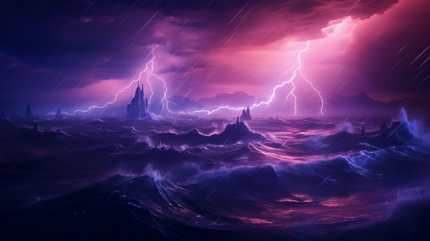 Purple Thunder and Raging Sea during cosmic storm