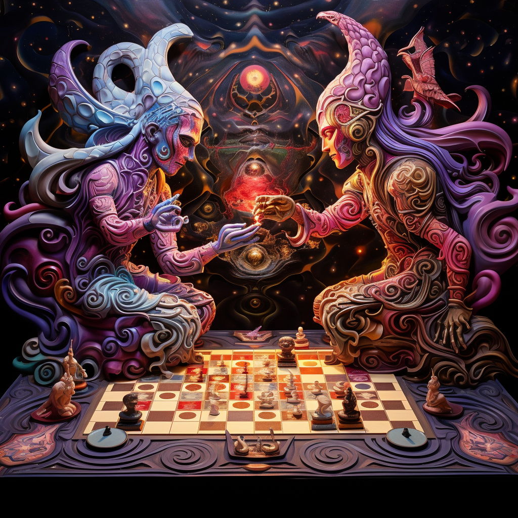 Heavenly Chess Game: Divine Entities in Battle