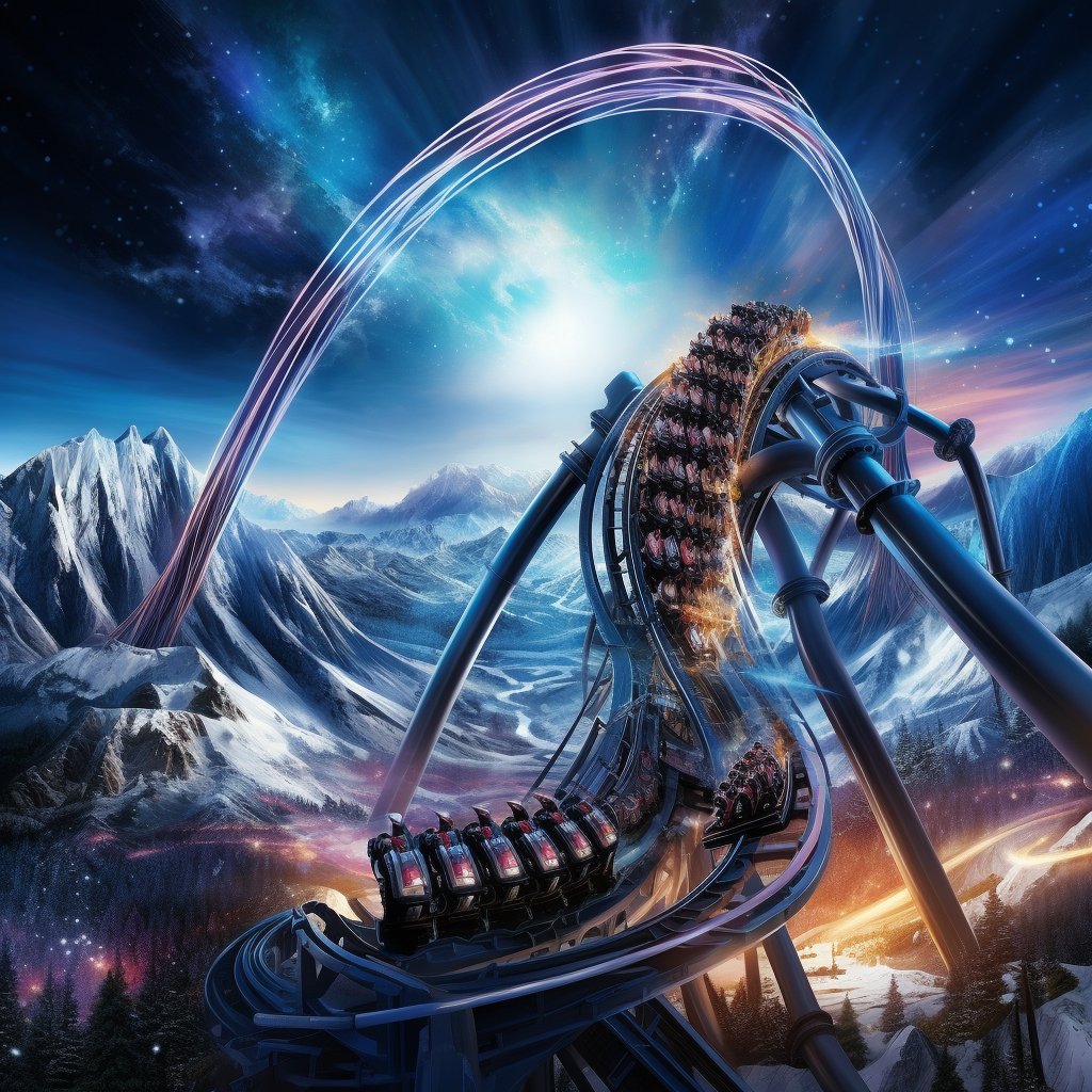 Thrilling cosmic roller coaster ride