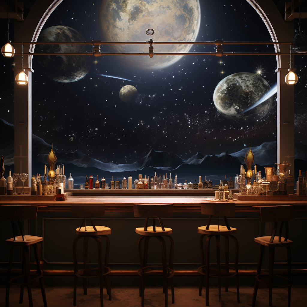 Cosmos-themed bar with mesmerizing 8k visuals